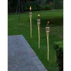 Tuindecoratie-Arti Casa Articasa Tuinfakkels voor lampenolie - 3x stuks - 60 cm - bamboe