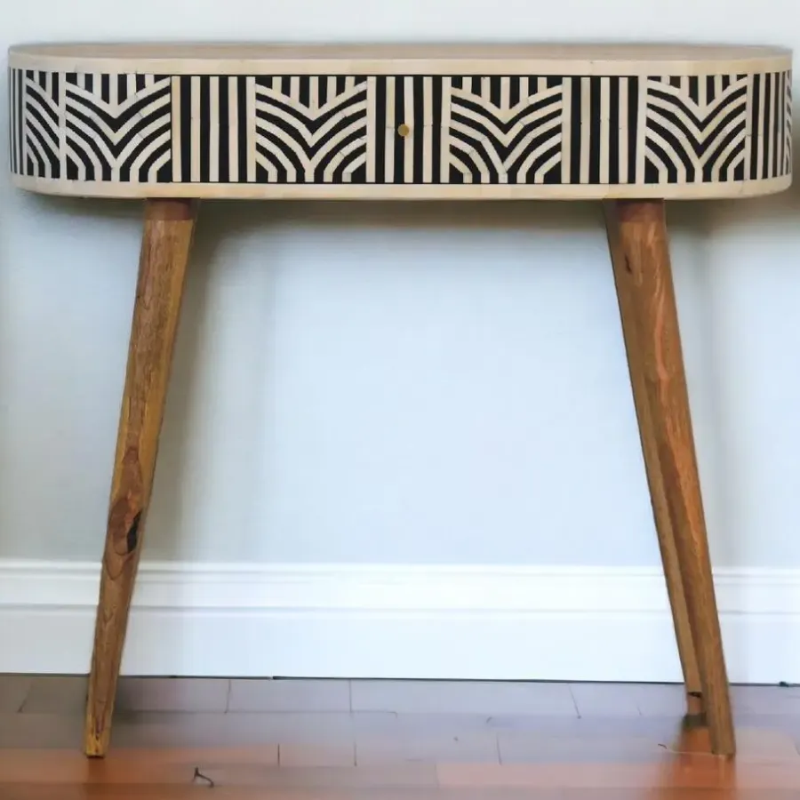 Sidetables-Artisan Furniture Solid hout Edessa Sidetable Tafel met Bone Inlay