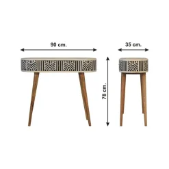 Sidetables-Artisan Furniture Solid hout Edessa Sidetable Tafel met Bone Inlay