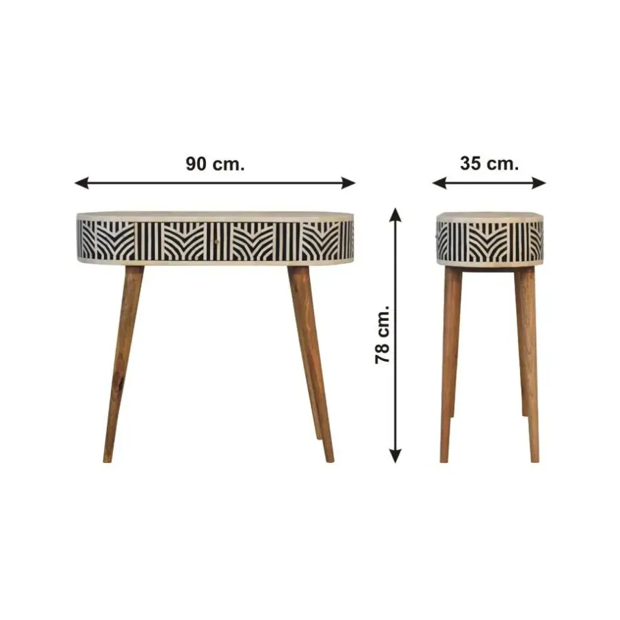 Sidetables-Artisan Furniture Solid hout Edessa Sidetable Tafel met Bone Inlay