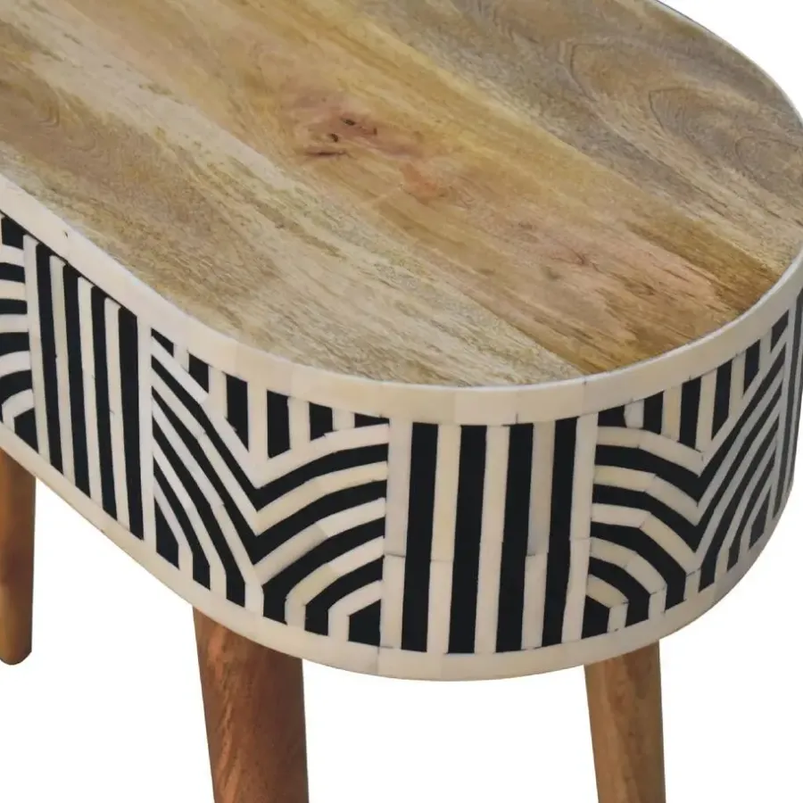 Sidetables-Artisan Furniture Solid hout Edessa Sidetable Tafel met Bone Inlay