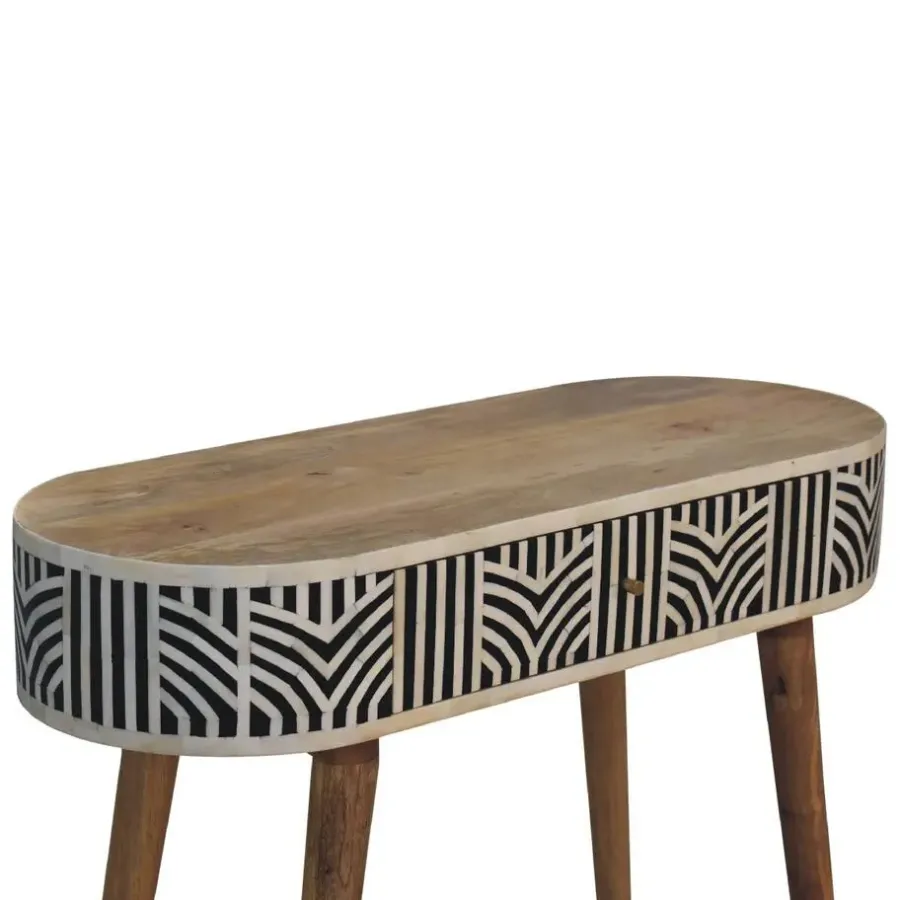 Sidetables-Artisan Furniture Solid hout Edessa Sidetable Tafel met Bone Inlay