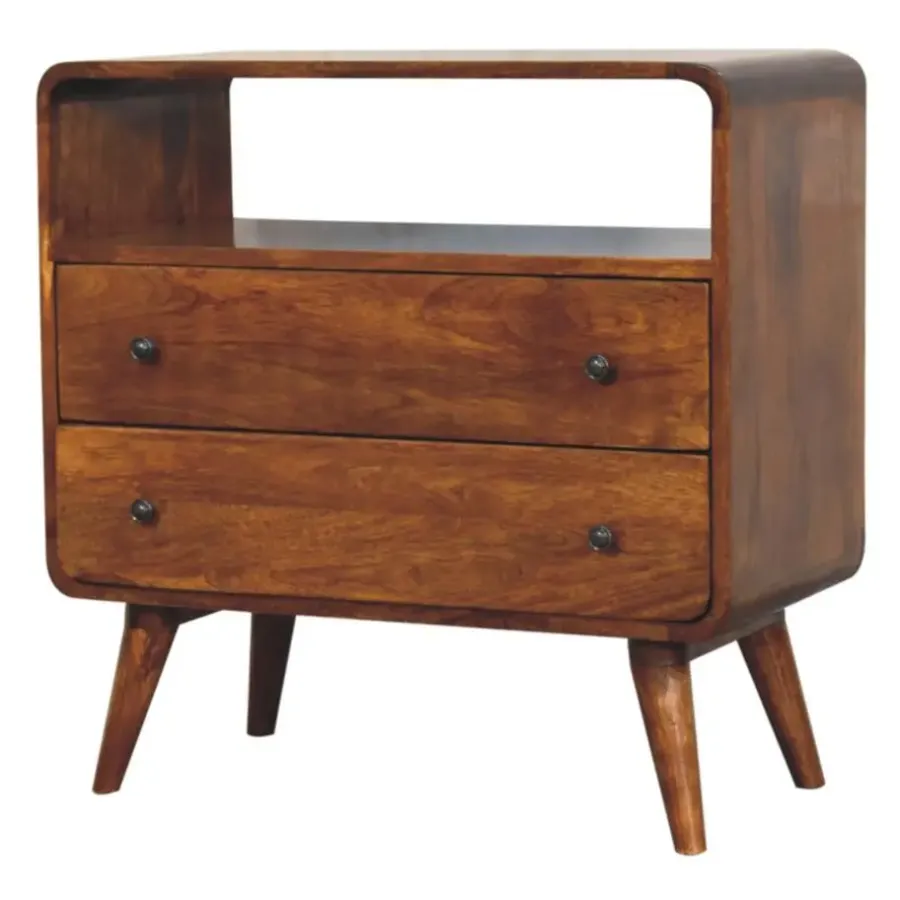 Sidetables-Artisan Furniture Solid hout Gebogen Nordic Charme Sidetable