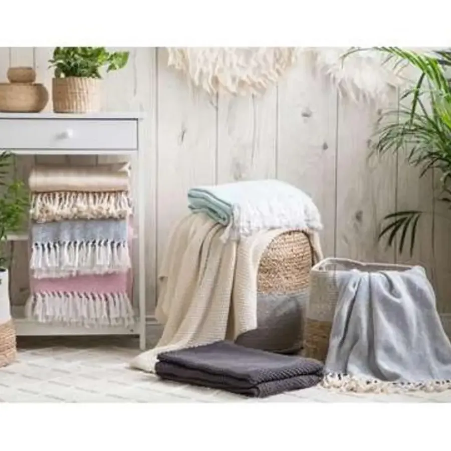 Plaids-Beliani ASAKA - Plaid - Beige - 130 x 180 cm - Katoen