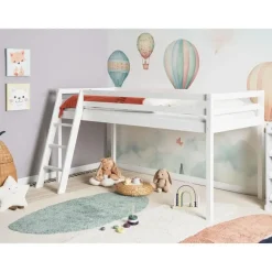 1-Persoons Bedden-Beliani ASCOUX - Kinderbed - Wit - 90 x 200 cm - Dennenhout