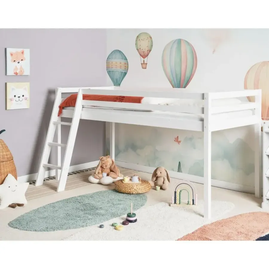 1-Persoons Bedden-Beliani ASCOUX - Kinderbed - Wit - 90 x 200 cm - Dennenhout