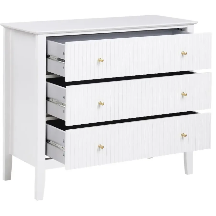 Ladekasten|Ladekasten-Leen Bakker ASSISI - Dressoir 3 lades - Wit - MDF