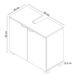 Dorel Home Atlas - Wastafelonderkast 60 cm met 2 deuren in eikenoptik