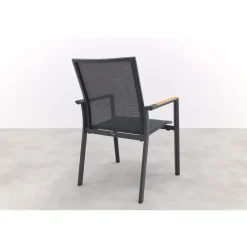 Tuinstoelen-Van der Garde Tuinmeubelen - Premium Atmos stapelbare tuinstoel - Antraciet/Teak