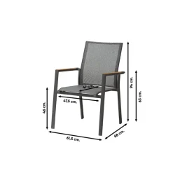 Tuinstoelen-Van der Garde Tuinmeubelen - Premium Atmos stapelbare tuinstoel - Antraciet/Teak
