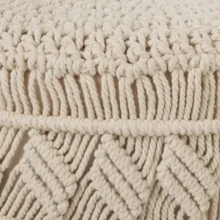 Atmosphera Bijzet krukje model Macrame - naturel - H42 cm