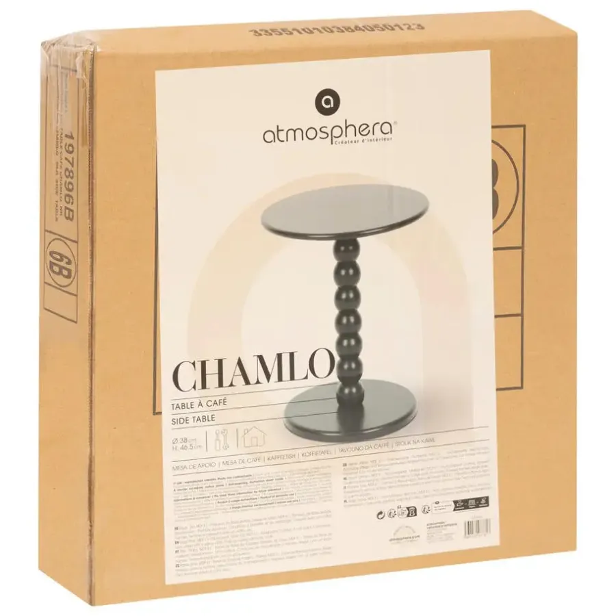 Atmosphera Bijzettafeltje Bologna - zwart - D38x H46 cm - MDF
