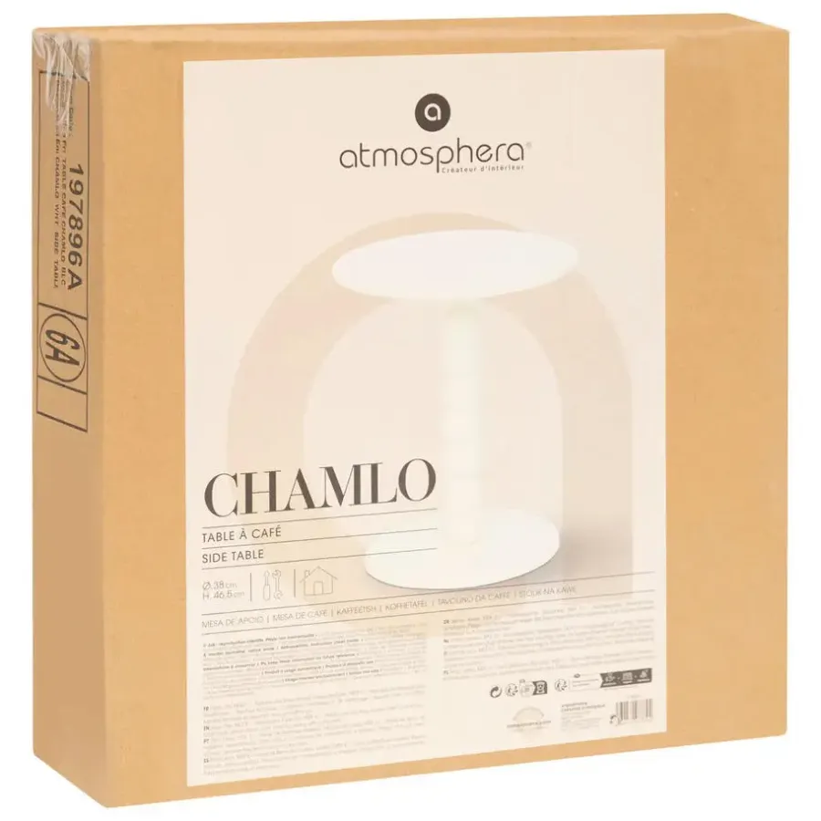 Atmosphera Bijzettafeltje Bologna - wit - D38x H46 cm - MDF