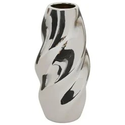 Vazen-Atmosphera Bloemenvaas Silver Sky - zilver - keramiek - H21 cm