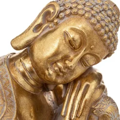Beelden-Atmosphera Boeddha beeldje - binnen/buiten - polyresin - 23 cm - goud