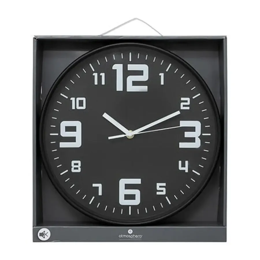Atmosphera Elian Klok - zwart / wit - 30 cm - wandklok modern