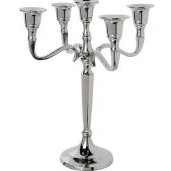 Atmosphera kaarsen kandelaar - 5 armen - metaal - zilver - 28 cm