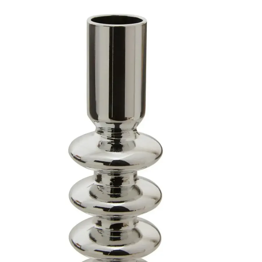 Atmosphera kaarsen kandelaar - dinerkaarsen - zilver - H22 cm