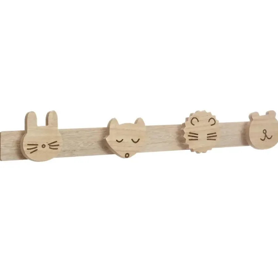 Atmosphera Kapstok kinderkamer - dieren koppen - 4 haken - MDF