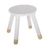 Atmosphera Kinder bijzet krukje - ivoor wit - hout - D24 x H27 cm