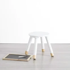 Atmosphera Kinder bijzet krukje - ivoor wit - hout - D24 x H27 cm