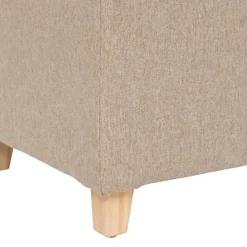 Atmosphera krukje/poef - hout/stof - beige - D35 x H35 cm