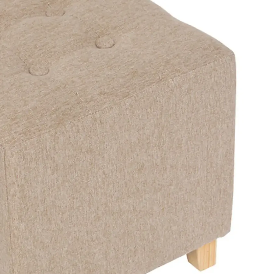 Atmosphera krukje/poef - hout/stof - beige - D35 x H35 cm