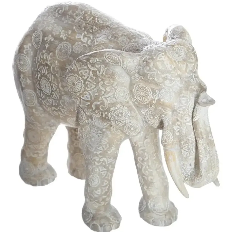 Atmosphera Olifanten dierenbeeldje - beige Mandala - 27 x 12 x 21 cm