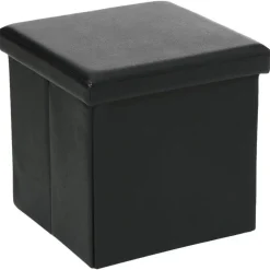 Poefen-Atmosphera Poef/Hocker - opbergbox - zwart - pvc/mdf - 38 x 38 cm