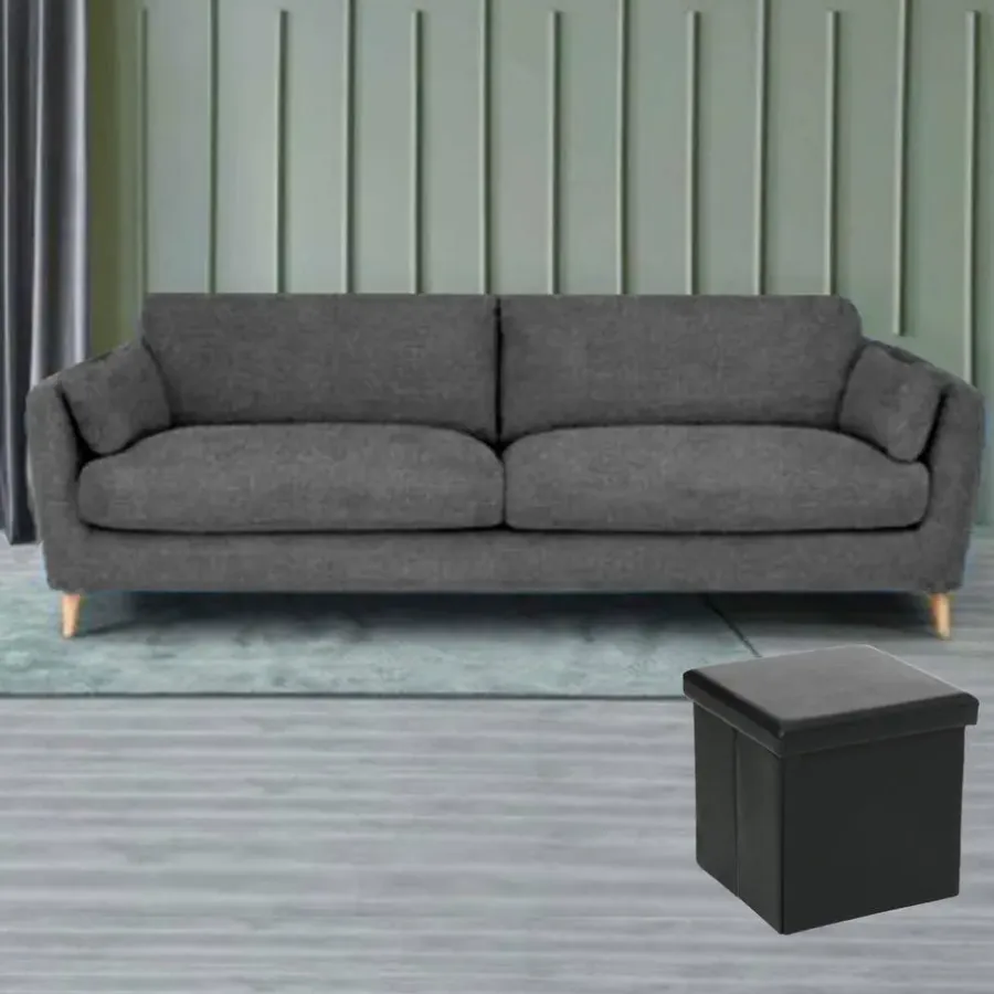Poefen-Atmosphera Poef/Hocker - opbergbox - zwart - pvc/mdf - 38 x 38 cm