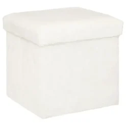 Poefen-Atmosphera Poef/hocker - opbergbox - wit - PU/MDF - 38 x 38 cm