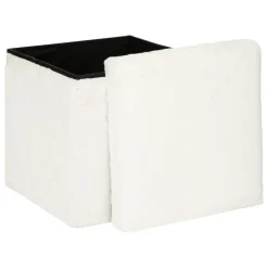 Poefen-Atmosphera Poef/hocker - opbergbox - wit - PU/MDF - 38 x 38 cm