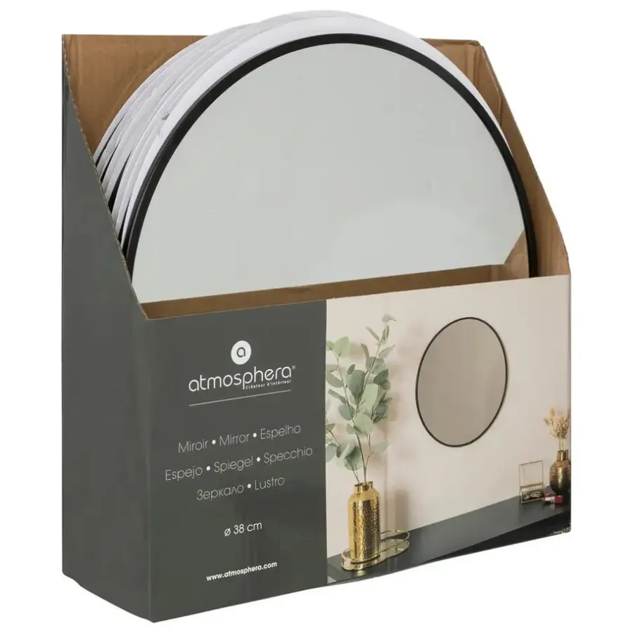 Atmosphera Spiegel/wandspiegel - rond - 38 cm - metaal/glas