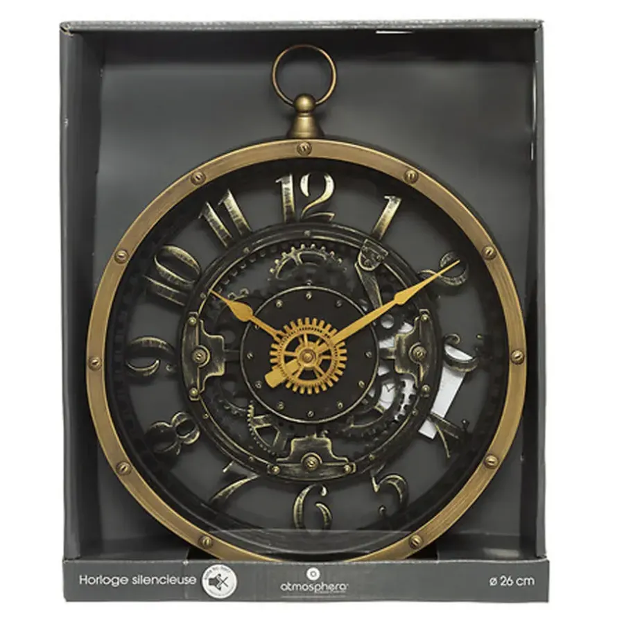 Atmosphera wandklok klassiek - goud - kunststof - D27 cm