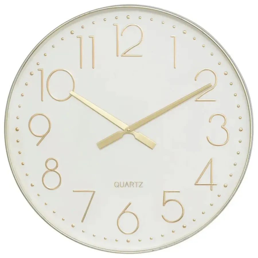 Atmosphera Wandklok Mondello - D51 cm - kunststof - wit/goud