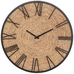 Atmosphera Wandklok/muur klok Mumbai - D50 cm - metaal/jute