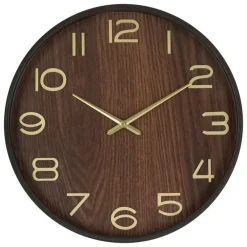 Klokken-Atmosphera Wandklok/muur klok - Woody - Dia 38 cm - hout - bruin