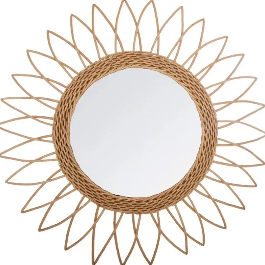 Atmosphera Wandspiegel - bloem - rotan - D50 cm - bohemian