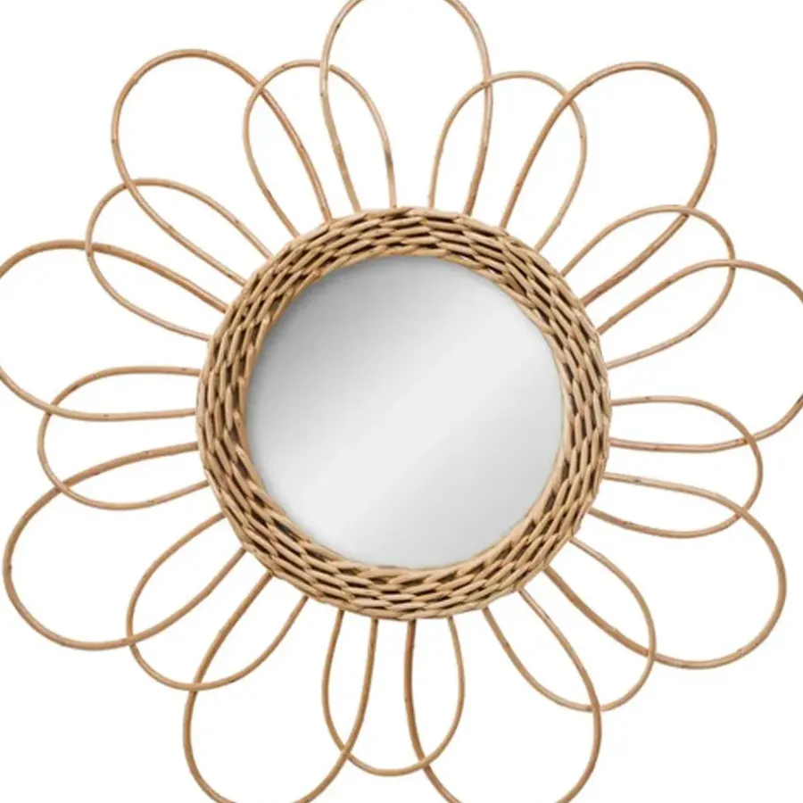 Atmosphera Wandspiegel - bloem - rotan - D38 cm - bohemian