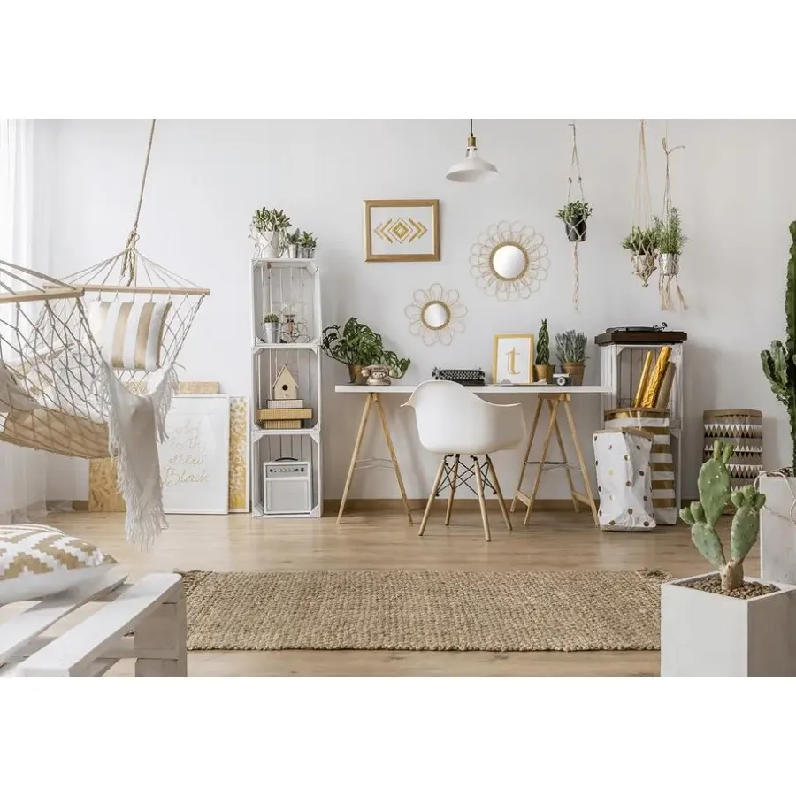 Atmosphera Wandspiegel - bloem - rotan - D38 cm - bohemian