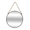 Spiegels-Atmosphera Wandspiegel - rond - zwart - met touw - metaal - 38 cm