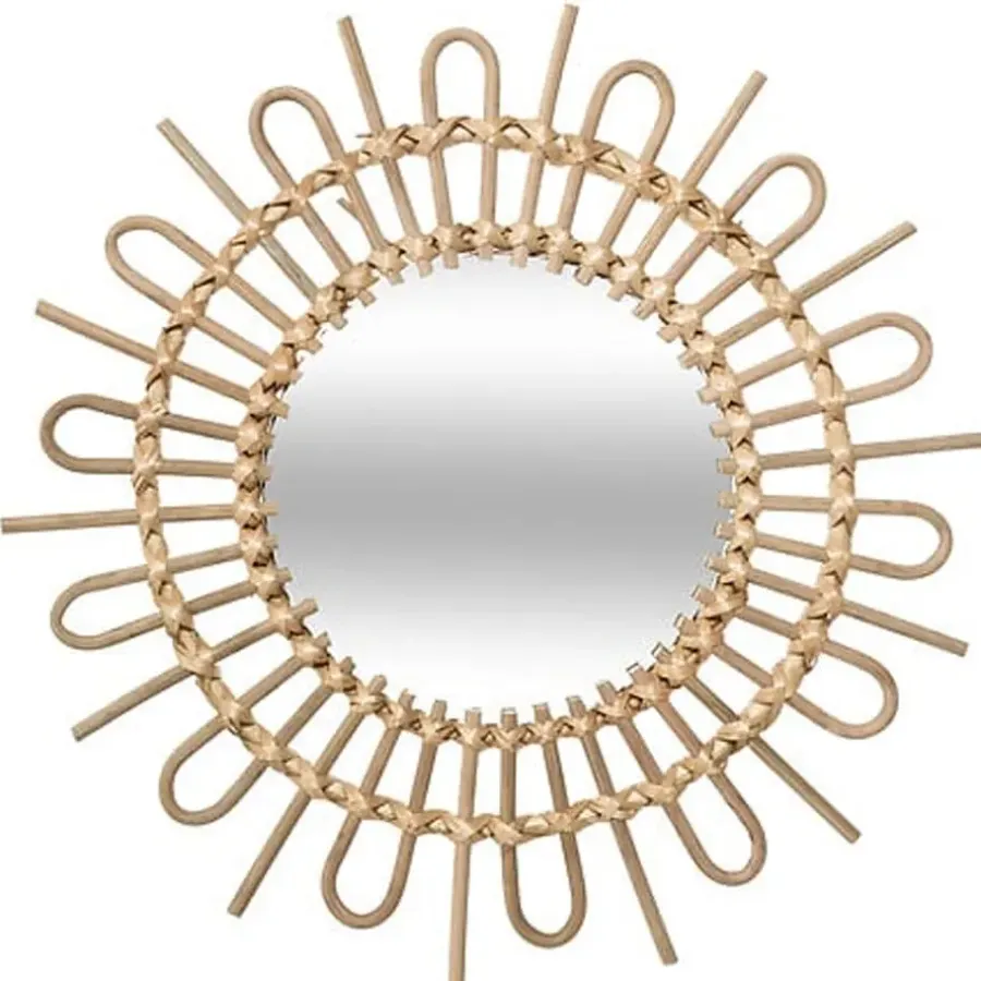 Atmosphera Wandspiegel Sun - Boho/ibiza stijl - rotan - 50 cm