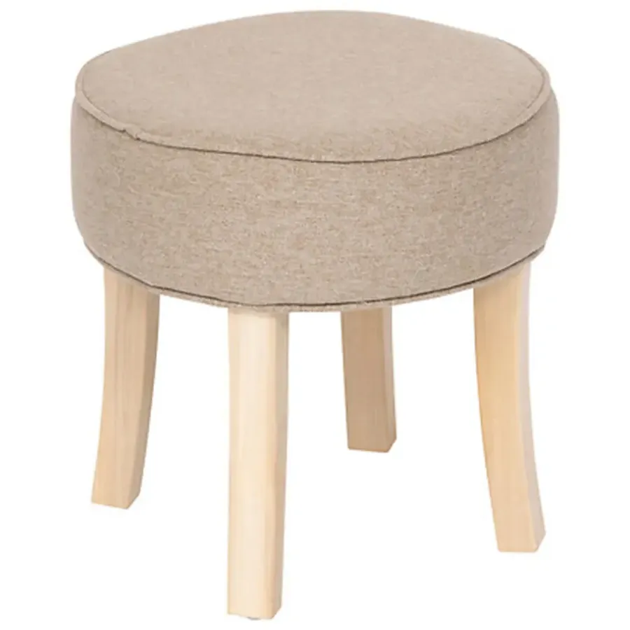 Krukjes-Atmosphera Zit krukje - hout/stof - beige fluweel - D35 x H40 cm