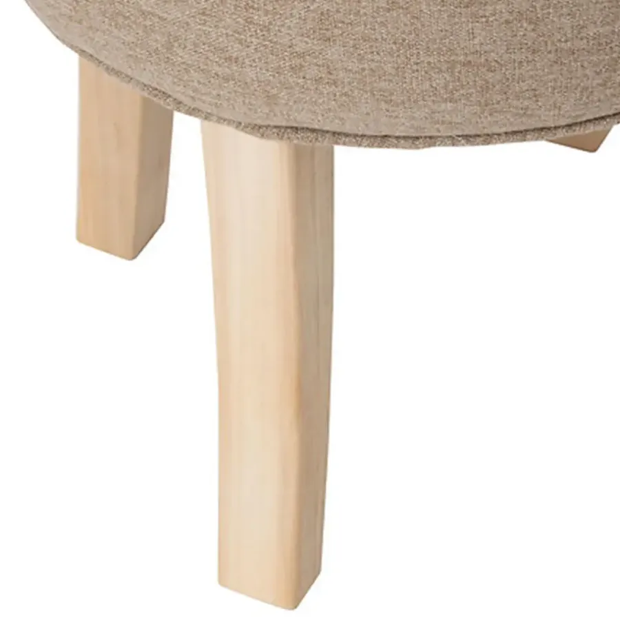 Krukjes-Atmosphera Zit krukje - hout/stof - beige fluweel - D35 x H40 cm