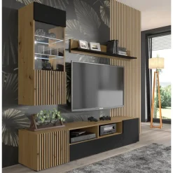 Wandkasten-Homlando AURIS hangkast 1D artisan eiken / zwart mat