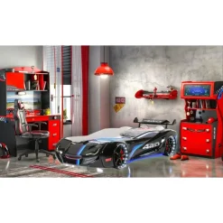 Merkloos Autobed - Met licht en geluid - Street Racer - 236x119x68 cm - Zwart