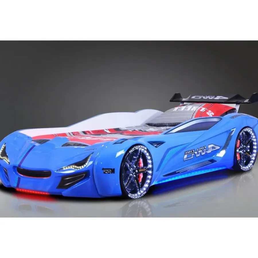 Merkloos Autobed - Racebed - Kinderbed - Street Racer - 236x119x68 cm - Blauw