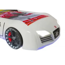 Merkloos Autobed - Racebed - Met LED en sounds - V8 Sport - 239x127x72 cm - Wit