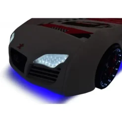 Merkloos Autobed - Racebed - Met LED en sounds - V8 Sport - 239x127x72 cm - Wit
