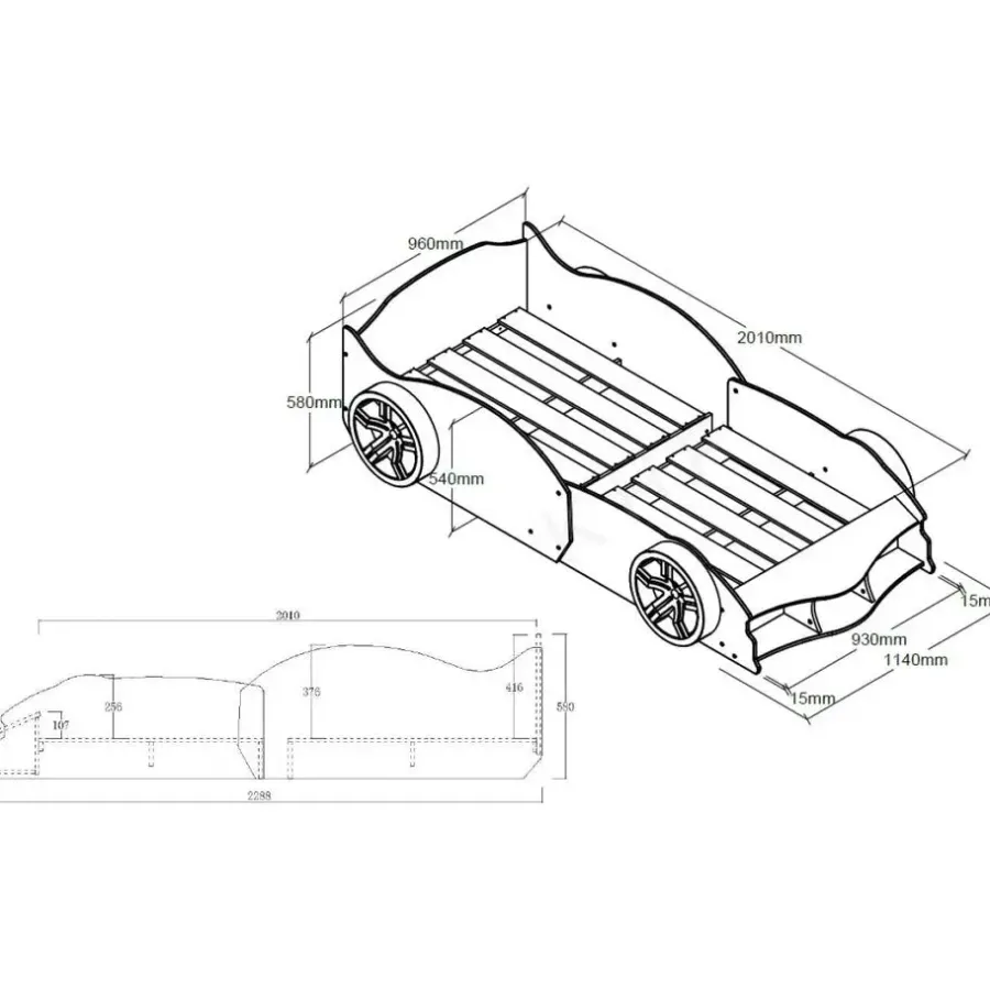 1-Persoons Bedden-Vipack Autobed Max 90x200cm - rood